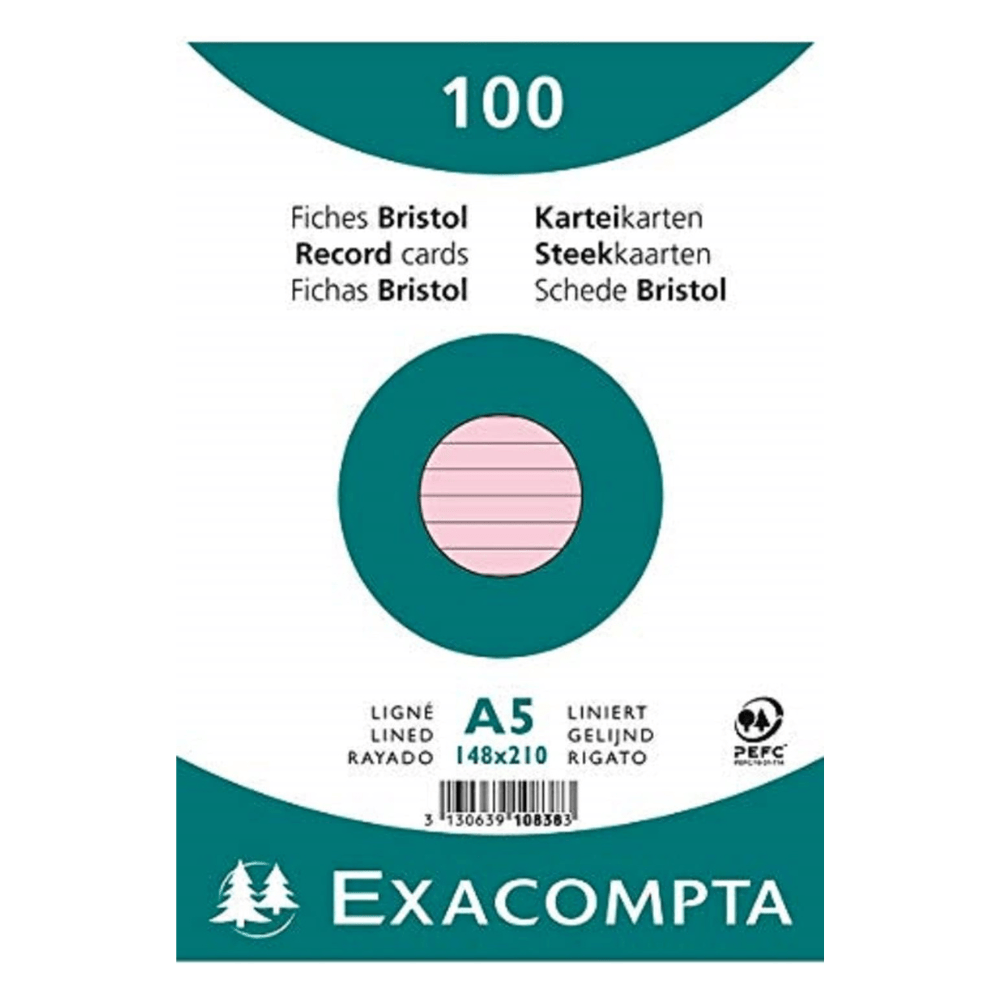 EXACOMPTA Fiches Exacompta A5 Roses – Support de Notes et Révisions