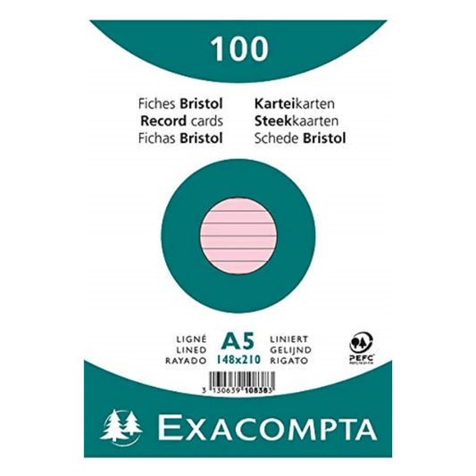 Fiches Exacompta A5 Roses – Support de Notes et Révisions — Alpha 55 Maroc