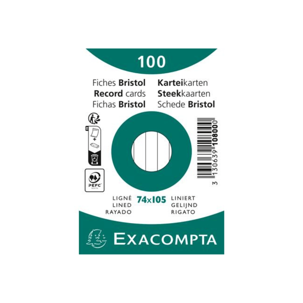 EXACOMPTA Fiches Exacompta A7 Blanches – Support Pratique pour Notes et Classement