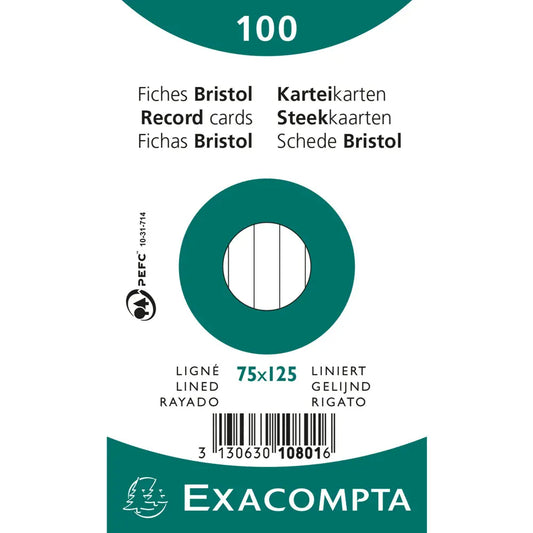 Lot de 100 Fiches Bristol Lignées – Notes et Révisions — Alpha 55 Maroc