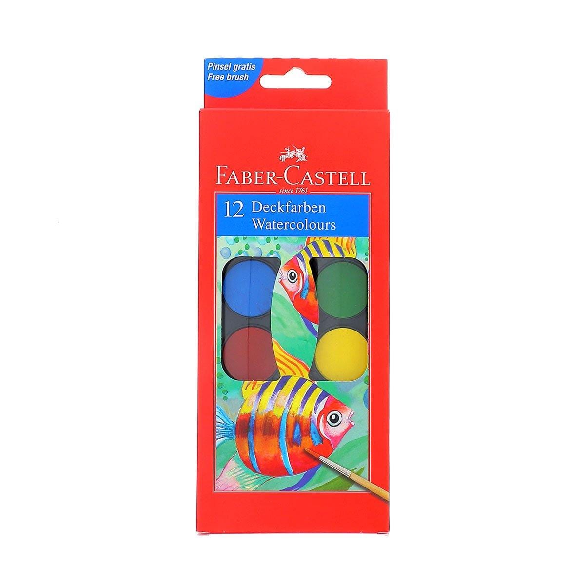 FABER-CASTELL Boîte de 12 pastilles de peinture aquarelle FABER-CASTELL