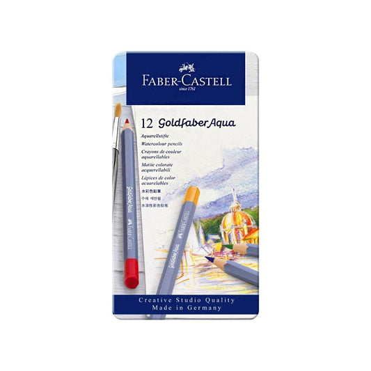 FABER-CASTELL Boîte en métal de 12 crayons Goldfaber Aqua de FABER-CASTELL