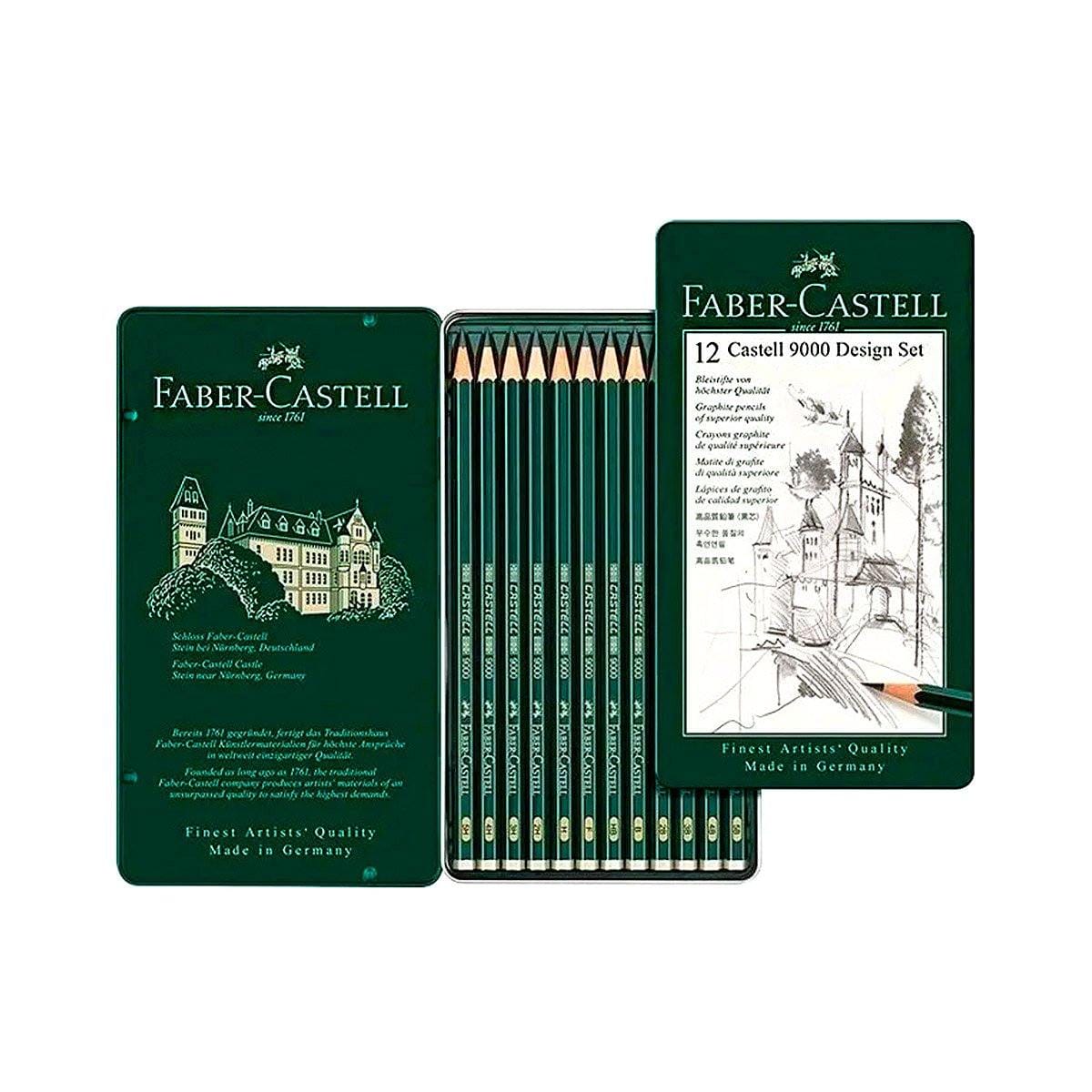 FABER-CASTELL Boîte en métal de 12 crayons Graphite 9000 Design Set de FABER-CASTELL