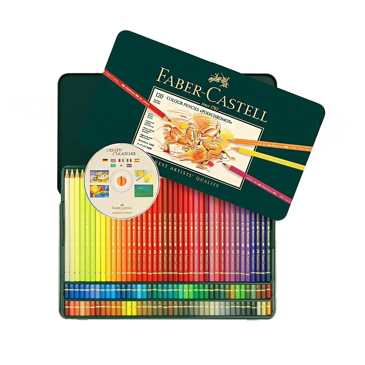 FABER-CASTELL Boîte en métal de 120 crayons de couleur Polychromos de FABER-CASTELL