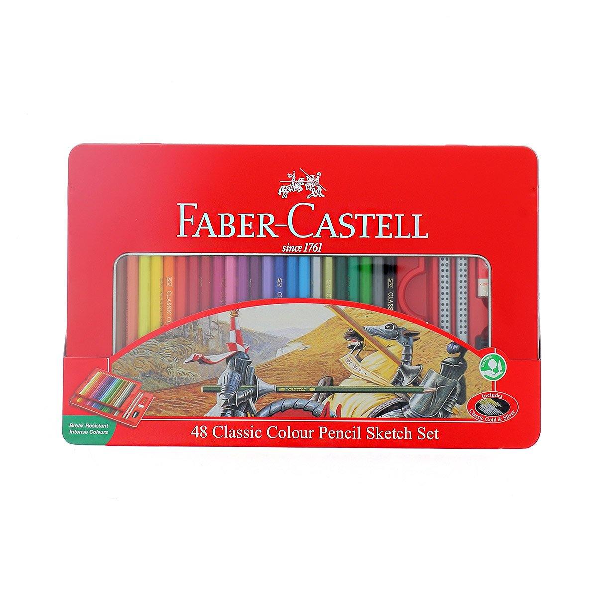 FABER-CASTELL Boîte en métal de 48 crayons de couleur Sketch Set de FABER-CASTELL