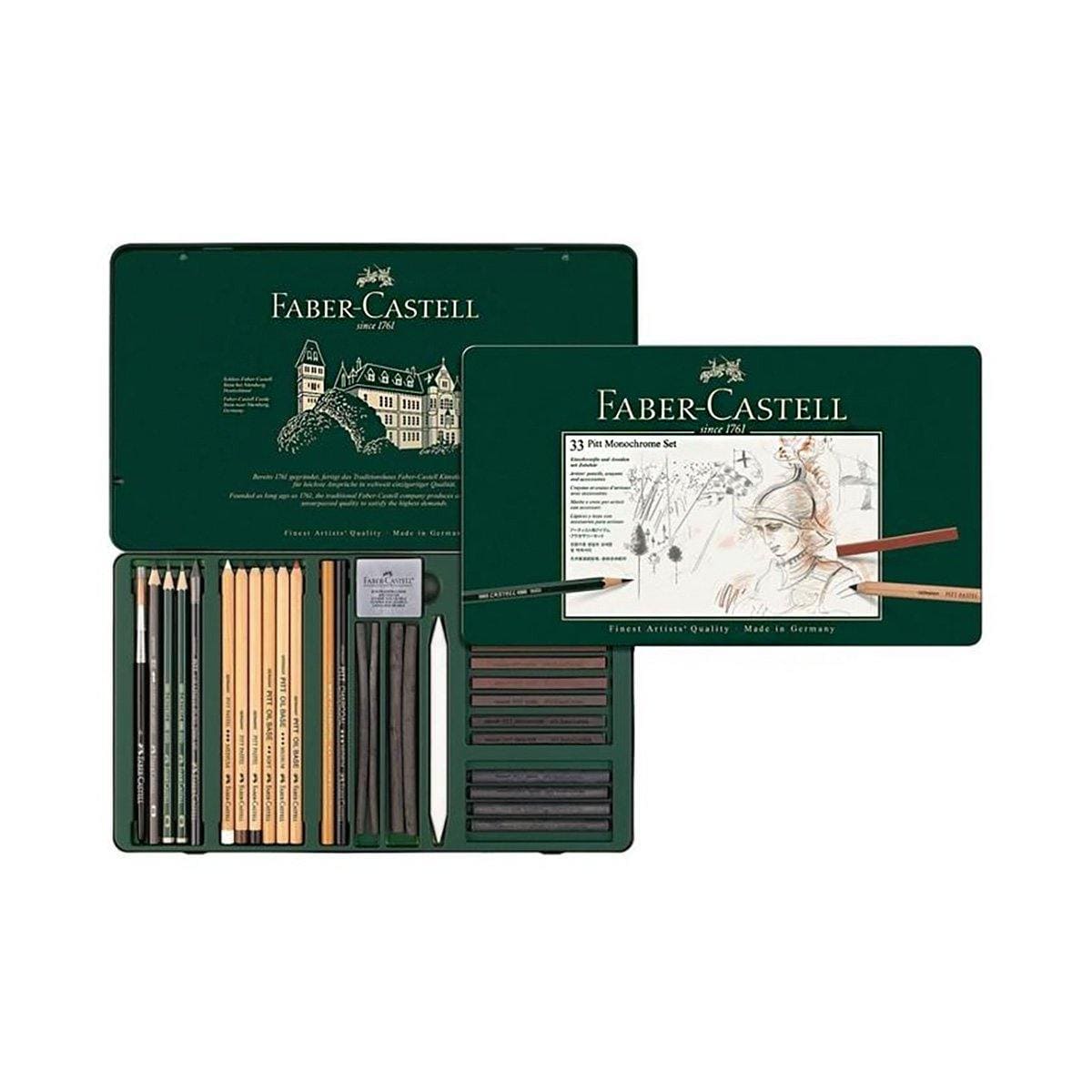 FABER-CASTELL Boîte en métal Pitt Monochrome 33 pièces de FABER-CASTELL