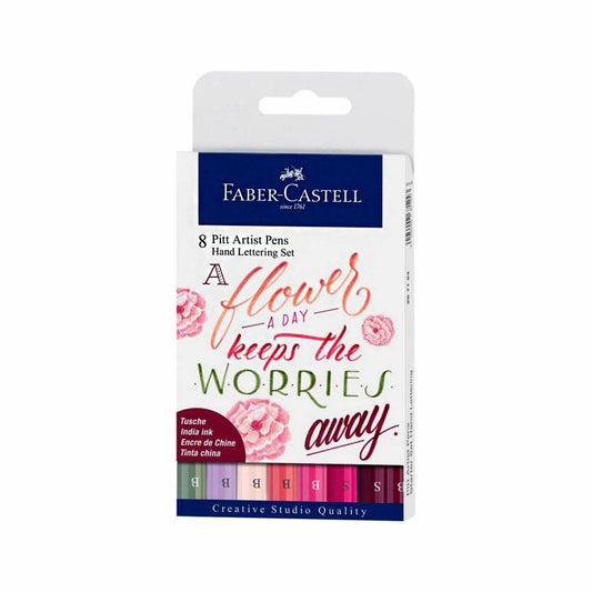 FABER-CASTELL Set Ecriture 8 feutres d'encre de chine Pitt Artist nuances de rose de FABER-CASTELL