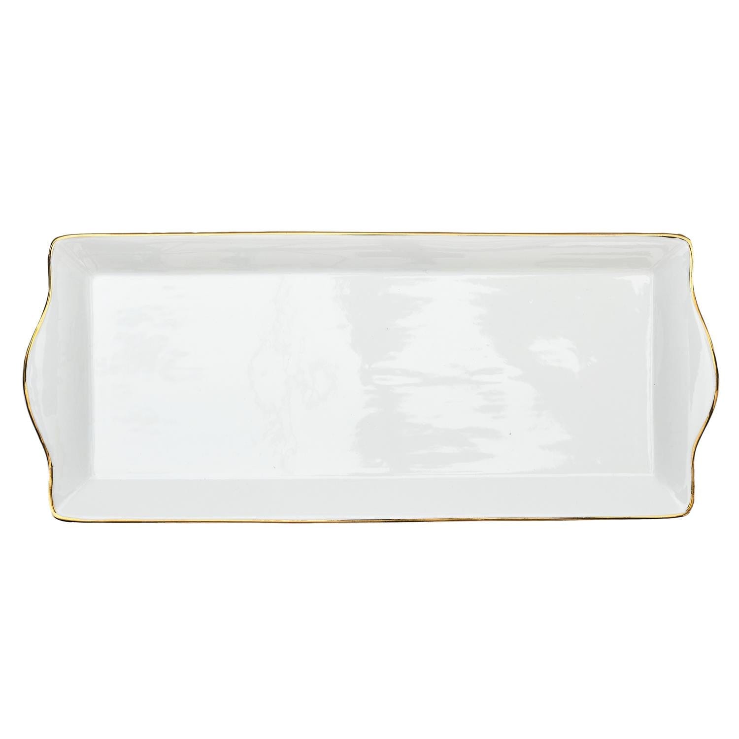 HOME DECO FACTORY Plat de service porcelaine lisere dore 34x14cm