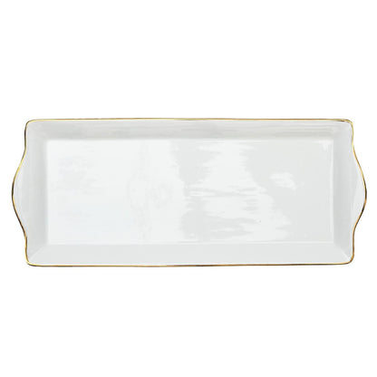 HOME DECO FACTORY Plat de service porcelaine lisere dore 34x14cm