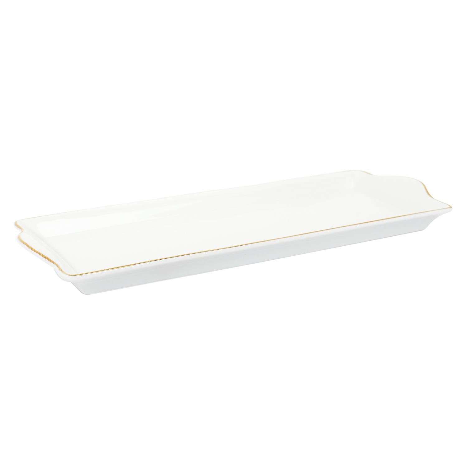 HOME DECO FACTORY Plat de service porcelaine lisere dore 34x14cm