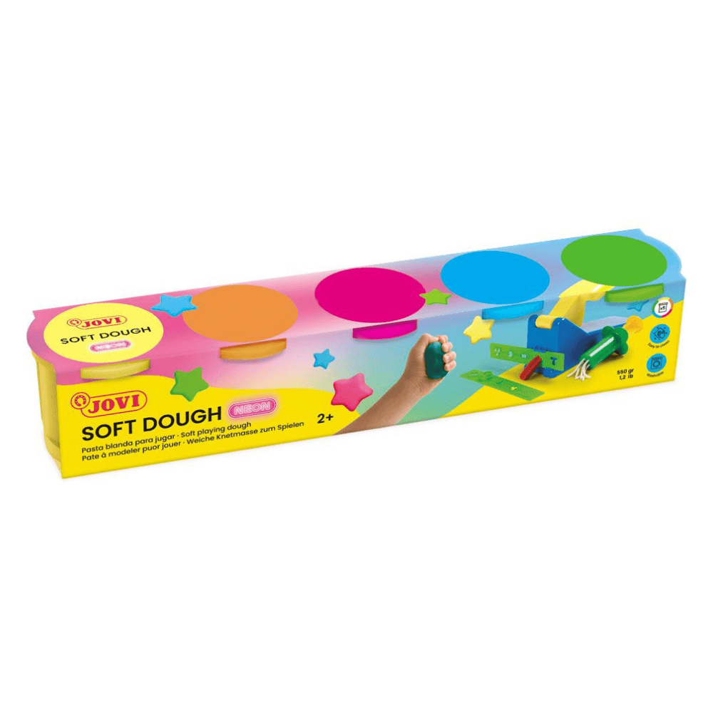 JOVI JOVI Set de 5 Pots de Pâte à Modeler Soft Néon