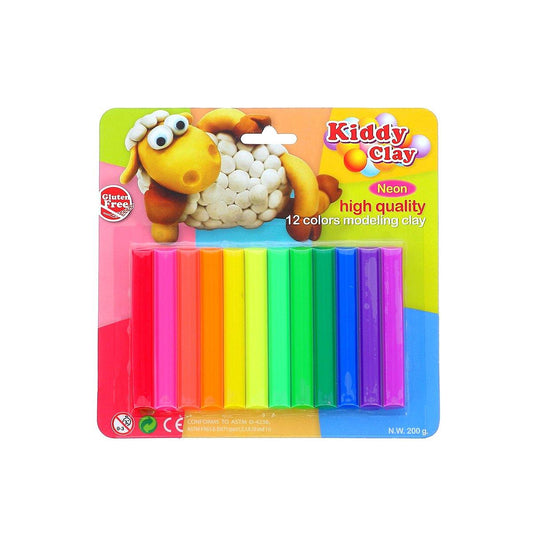 KIDDY CLAY Lot de 12 bâtons de pâte à modeler néon de Kiddy Clay