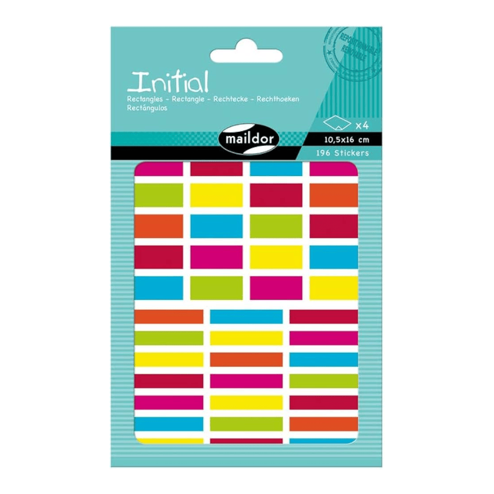 MAILDOR Pochette de 196 Gommettes Repositionnables Rectangulaires Maildor