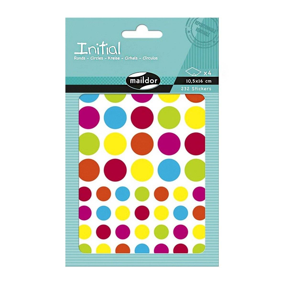 MAILDOR Pochette de 232 gommettes repositionnables 
rondes Maildor