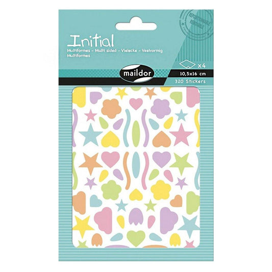 MAILDOR Pochette de 320 gommettes repositionnables 
formes colorées Maildor