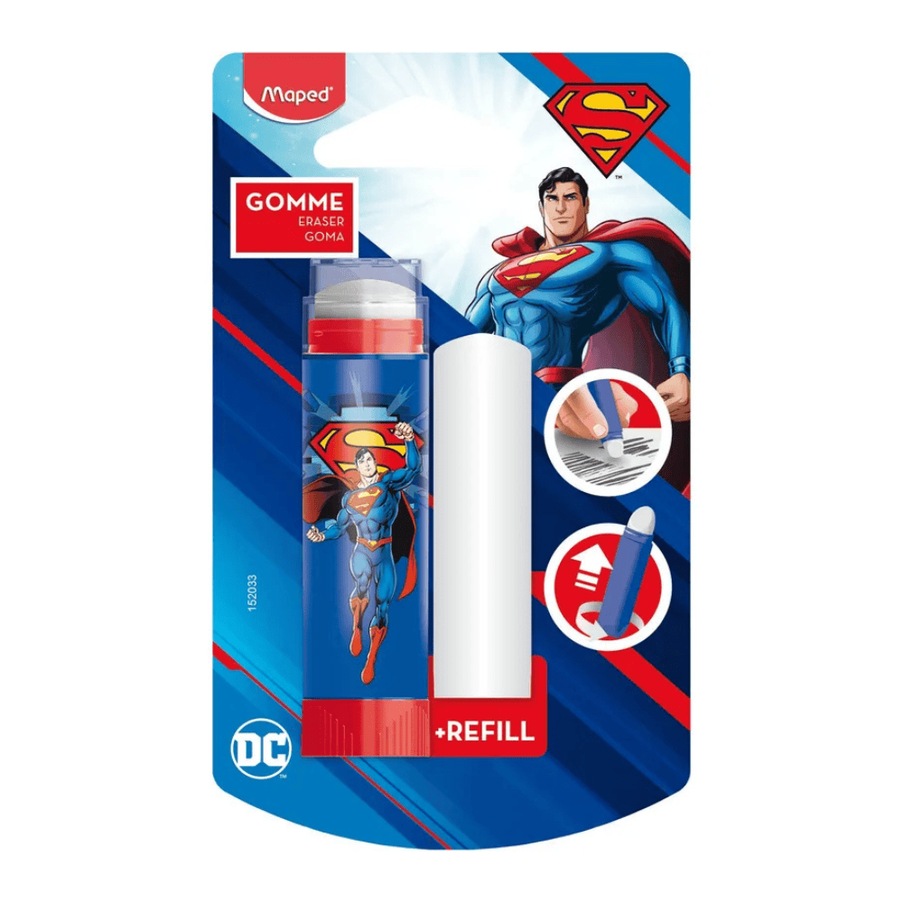 Maped Gomme Tube Superman Maped + 1 Recharge