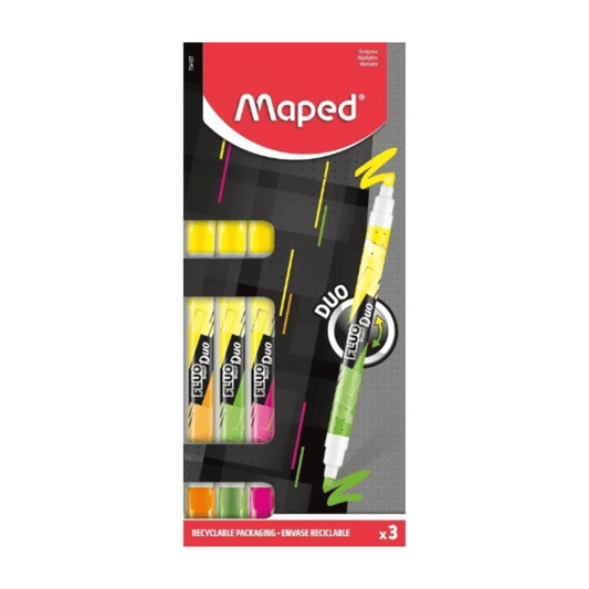 Maped Lot de 3 Surligneurs Maped Fluo'Peps Duo Assortis