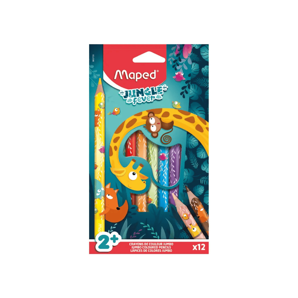 Maped Set de 12 Crayons Couleur Jumbo Jungle Fever Maped