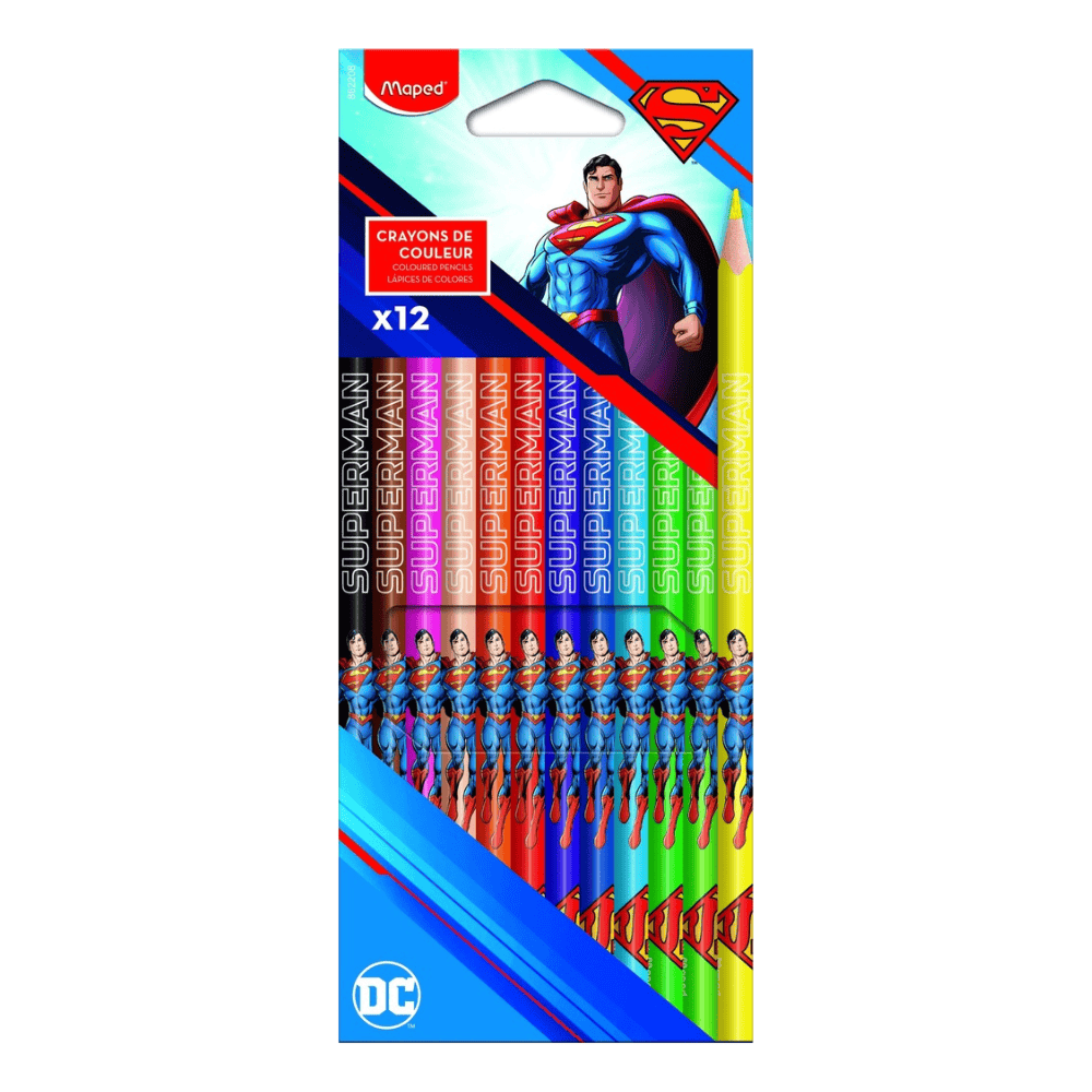 Maped Set de 12 Crayons de Couleur Superman