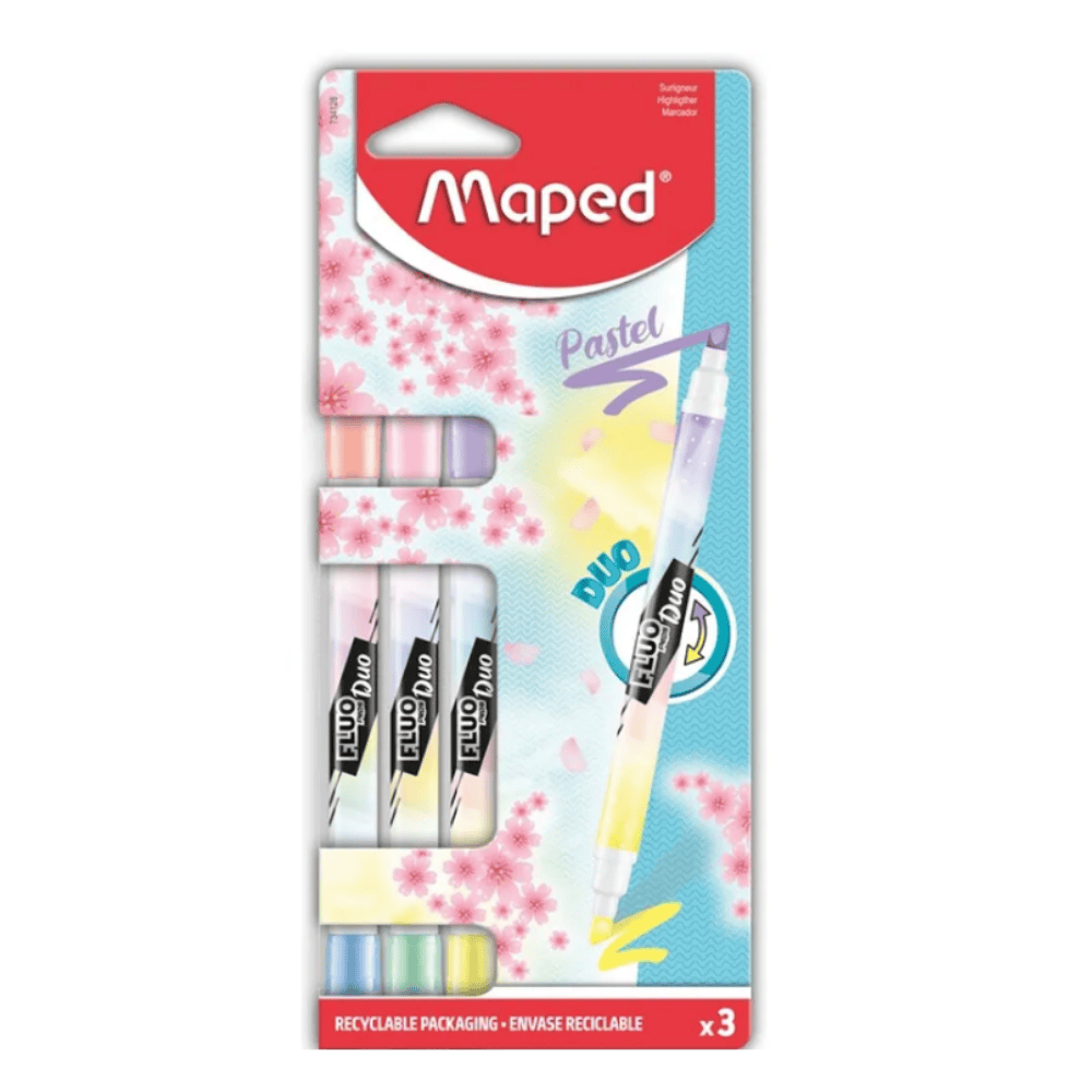 Maped Set de 3 Surligneurs Pastel Duo Maped Carton