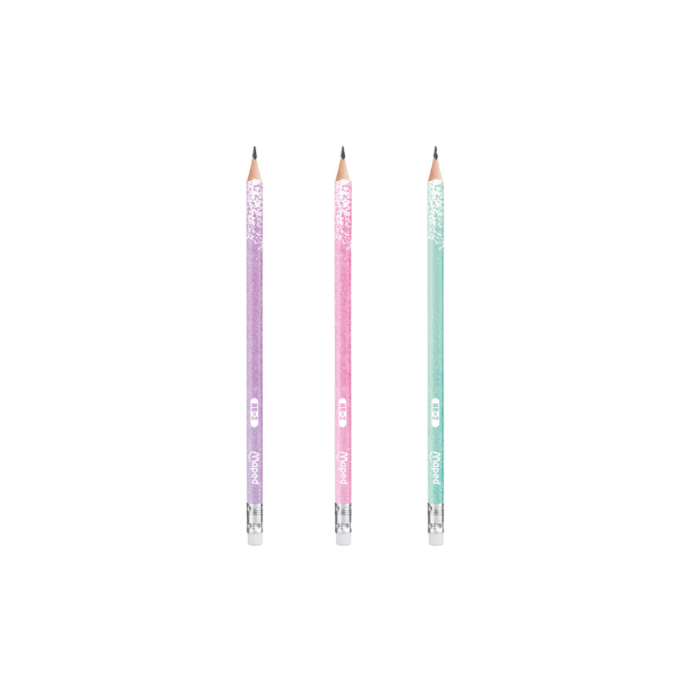 Maped Set de 6 Crayons Graphite Glitter Déco HB Gomme