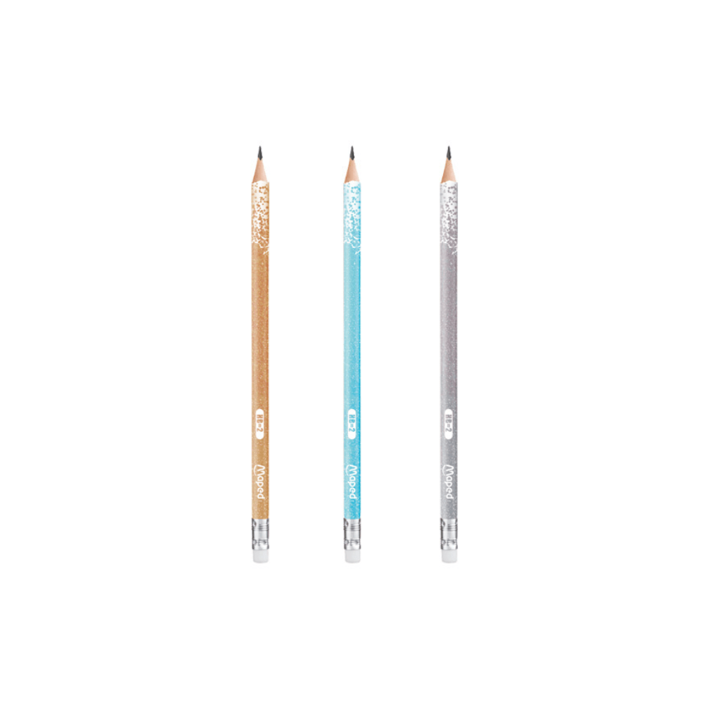 Maped Set de 6 Crayons Graphite Glitter Déco HB Gomme