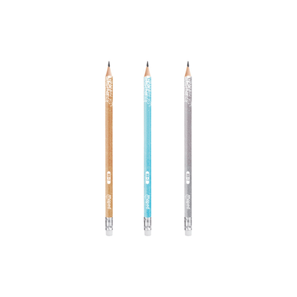 Maped Set de 6 Crayons Graphite Glitter Déco HB Gomme