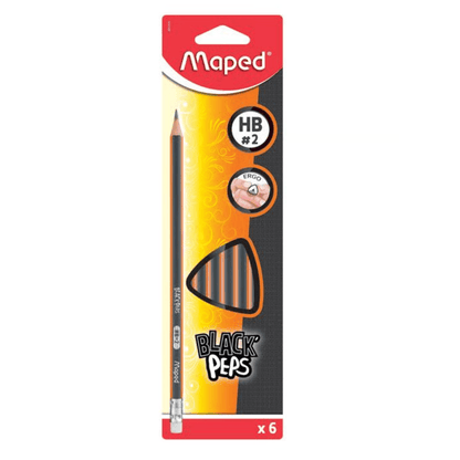 Maped Set de 6 Crayons HB Black’Peps Maped avec Gomme