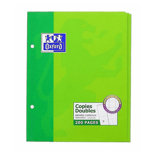 Copies Doubles Oxford 17x22 cm 200 Pages Seyès — Alpha 55 Maroc