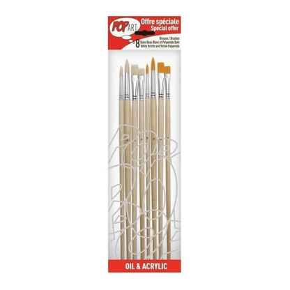 PEBEO Pébéo Set de 8 Pinceaux Polyamide et Soie – Peinture & Loisirs Créatifs
