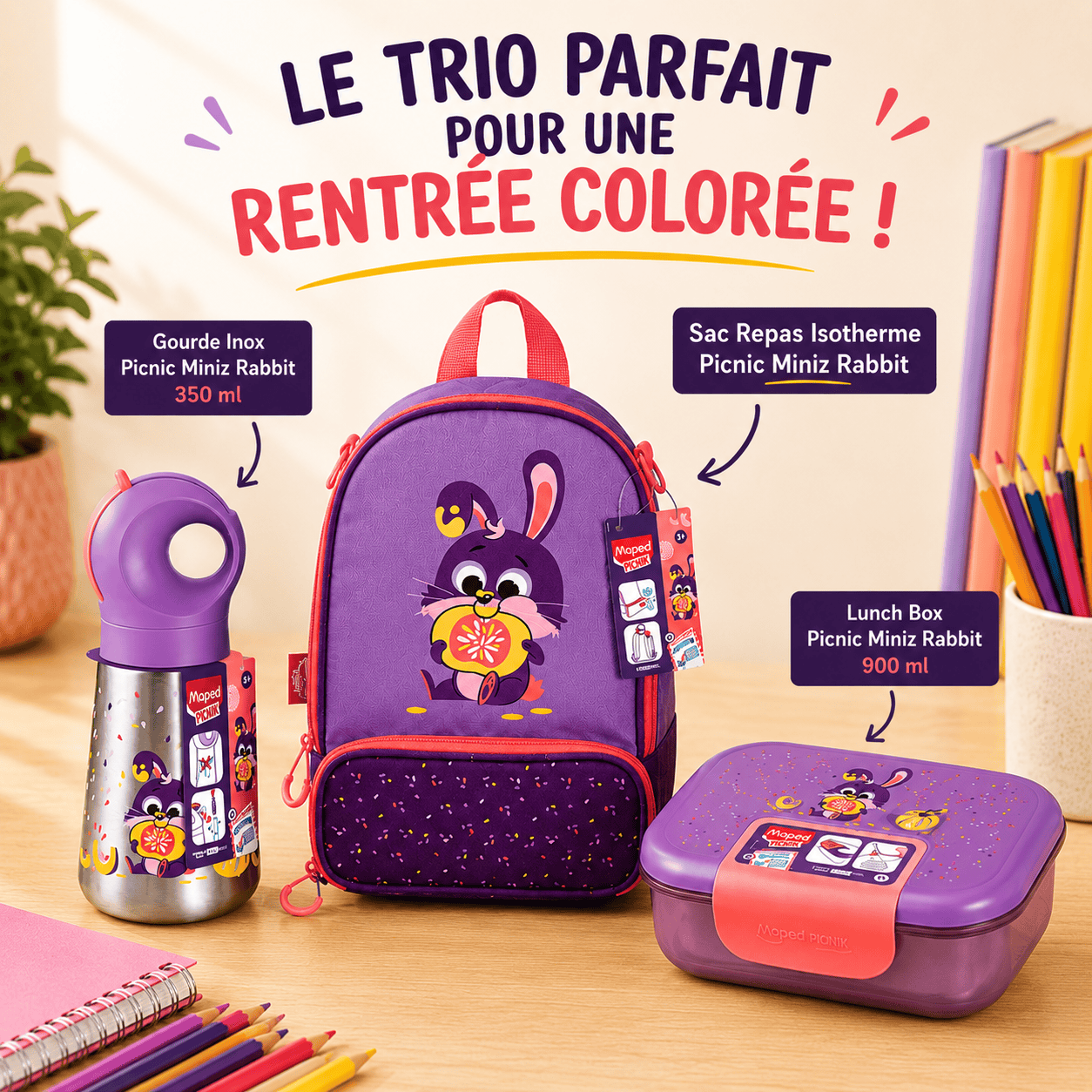 Picnic Pack Rentrée Rabbit Trio Déjeuner Miniz