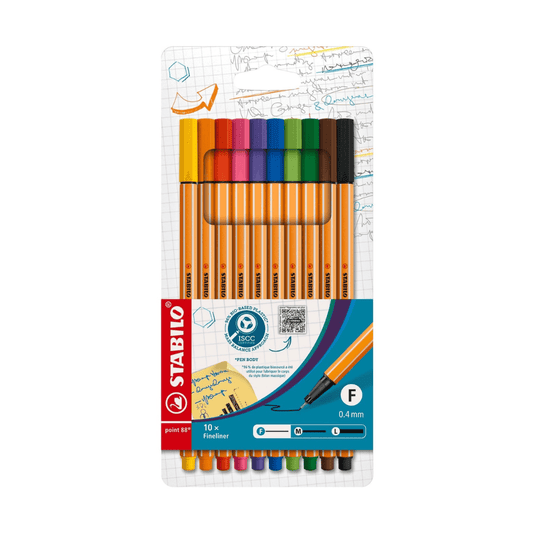 STABILO Lot de 10 Feutres STABILO Point 88 Assortis
