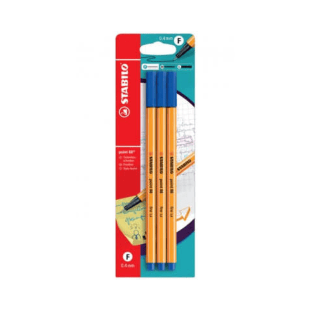 STABILO Lot de 3 Feutres STABILO Point 88 Bleus