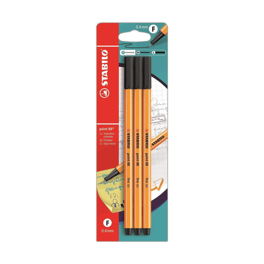 STABILO Lot de 3 Feutres STABILO Point 88 Noirs