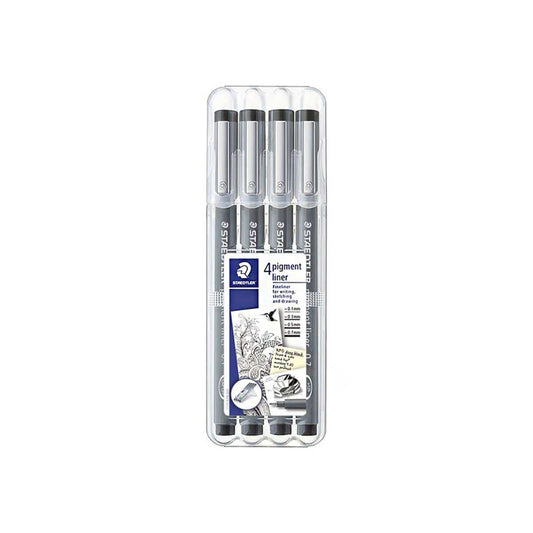 STAEDTLER Boîte chevalet de 4 feutres Pigment Liner de STAEDTLER, 4 pointes assorties