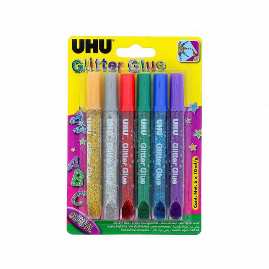 UHU Lot de 6 tubes Glitter Glue Original de UHU